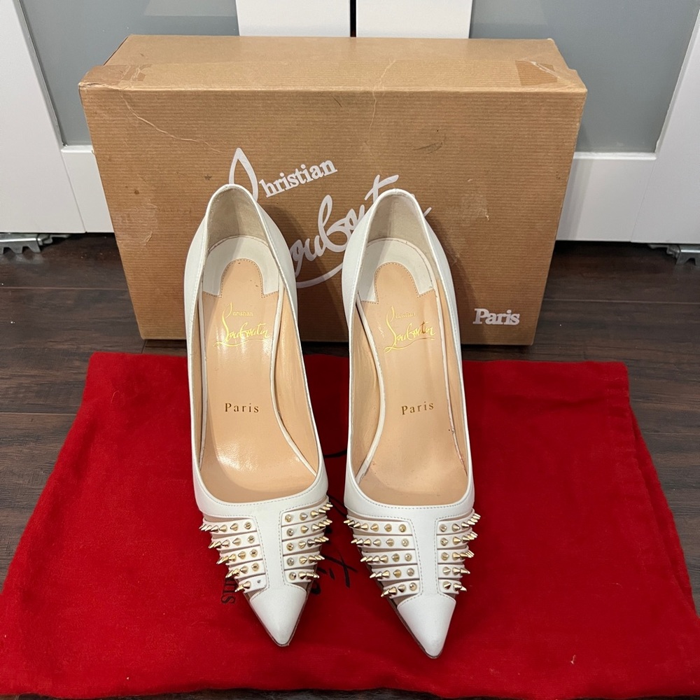 Christian Louboutin Bareta Patent Leather Pointed Toe Pumps